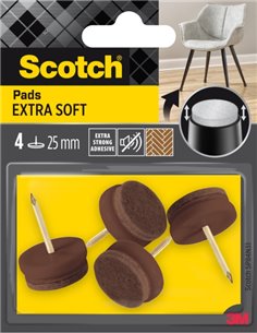 Scotch Pack de 4 Almohadillas de Fieltro Avec Clavo - Extrasuaves - Diametro de 25mm - Couleur Marron
