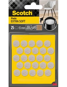 Scotch Pack de 25 Almohadillas de Fieltro Adhesivas - Extra Suaves - Diametro de 13mm - Couleur Beige
