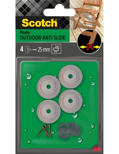 Scotch Pack de 4 Almohadillas Antidérapants Pour Artornillar - Usage en Extérieur - 25mm - Couleur Transparent