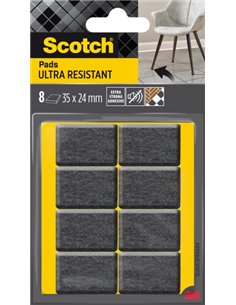 Scotch Pack de 8 Almohadillas de Fieltro Adhesivas - Ultra Résistants - 35x24mm - Paquete de 8 - Couleur Blanc/Gris