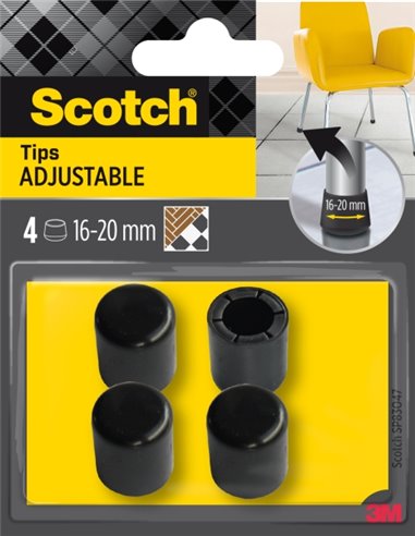 Scotch Pack de 4 Conteras Ajustables - Diametro de 16-20mm - Couleur Noir