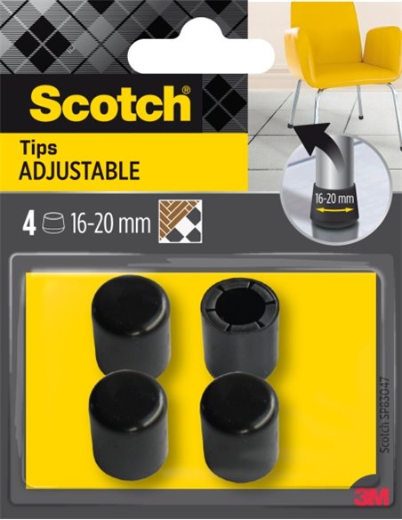 Scotch Pack de 4 Conteras Ajustables - Diametro de 16-20mm - Couleur Noir