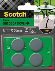 Scotch Pack de 4 Patines Deslizantes Adhesivos - Usage en Extérieur - Diametro de 22-25mm - Couleur Gris