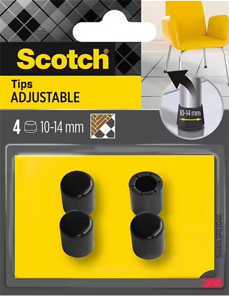 Scotch Pack de 4 Conteras Ajustables - Diametro de 10-14mm - Couleur Noir