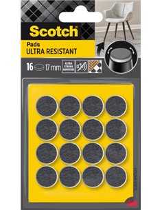 Scotch Pack de 16 Almohadillas de Fieltro Adhesivas - Ultra Résistants - Diametro de 17mm - Couleur Blanc/Gris