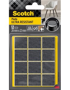 Scotch Pack de 12 Almohadillas de Fieltro Adhesivas - Ultra Résistants - 24x22mm - Couleur Blanc/Gris