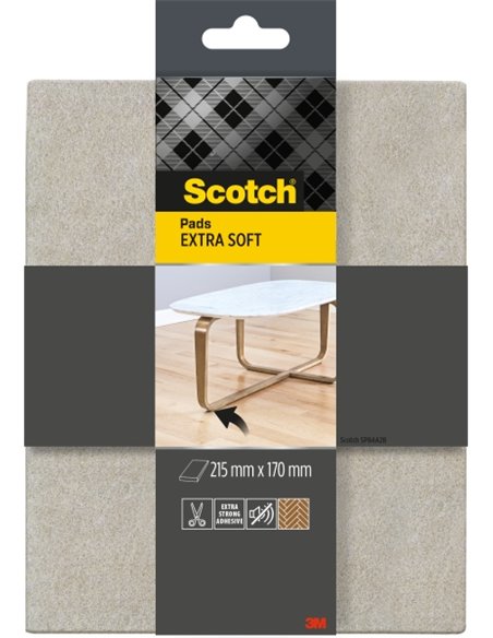 Scotch Almohadilla de Fieltro Adhesiva - Extra Suaves - 215 x 170mm - Couleur Gris