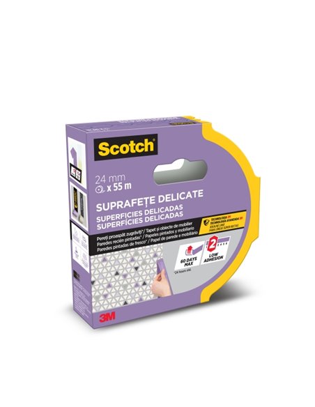 Scotch Ruban de Enmascarar Pour Superficies Delicadas - 24mm x 55m - 100% PEFC - Couleur Violet