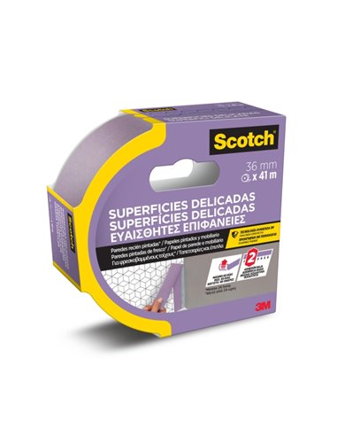 Scotch Ruban de Enmascarar Pour Superficies Delicadas - 36mm x 41m - 100% PEFC - Couleur Violet