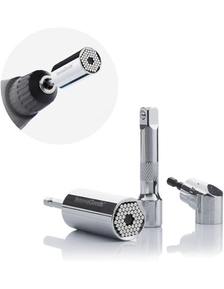 Innovagoods Uniscrew Llave de Vaso Universal - Comprend Accesorios - Multifuncion - Tornilleria Entre 7-19mm - 2.5x5cm - Couleur