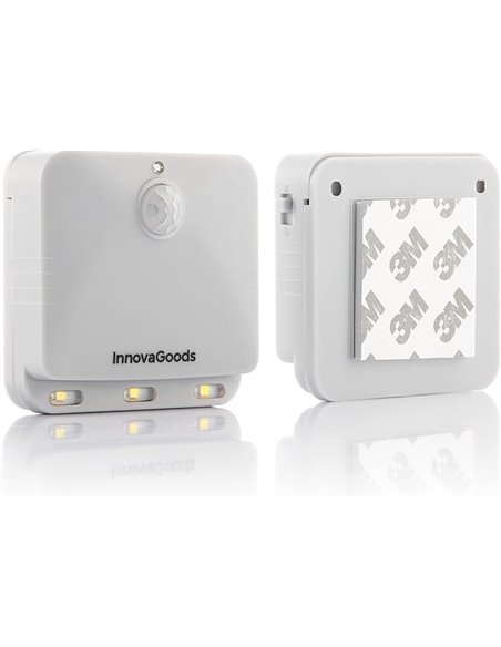 Innovagoods Lumtoo Pack de 2 Luces LED Avec Sensor de Movimiento - Adhésif de Qualité - Portée 5m - Apagado Automatico - 2.6x6.3