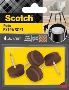 Scotch Pack de 4 Almohadillas de Fieltro Avec Clavo - Extrasuaves - Diametro de 22mm - Couleur Marron - SP84N30