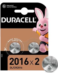 Duracell Pack de 2 Pilas Litio de Boton DL2016 3V - Tecnologia Baby Secure