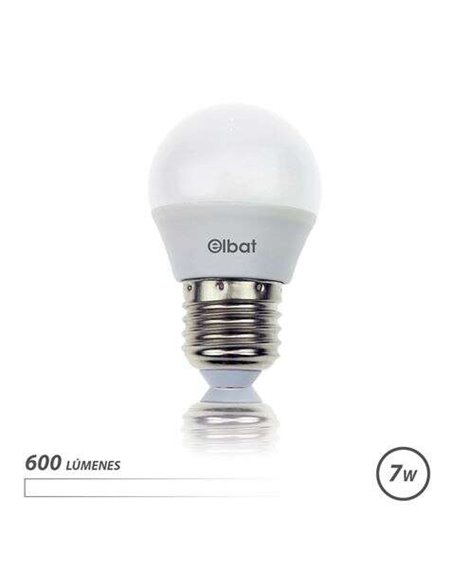 Elbat Bombilla LED - Potencia: 7W - Lumenes: 600 - Tipo de Luz: 4000K Luz Blanca - Casquillo: E27 - Angulo: 220º - Dimensiones: 