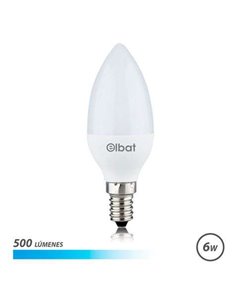 Elbat Bombilla LED C37 6W 500LM E14 Luz Fria - Ahorro de Energia - Larga Vida Util - Facile Instalacion - Couleur Blanc