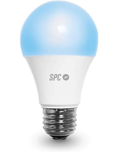 SPC Aura 1050 Bombilla Led Regulable Wi-Fi E27 - Ambientes Personalizables - Control desde la APP SPC Iot - Compatible Avec Alex