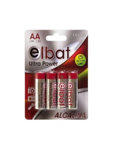 Elbat Pack de 4 Pilas Alcalinas LR6/AA