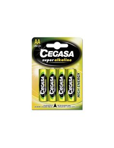 Cegasa Super Alkaline Pack de 4 Pilas LR6 AA - Alto Rendimiento - Fiabilidad - Tecnologia Avanzada