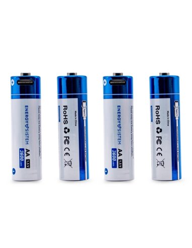 Energy Sistem Charge Pro C Pack de 4 Pilas Recargables USB-C - 3405mWh - 2270mAh - AA - 2.5V - Charge Par USB-C