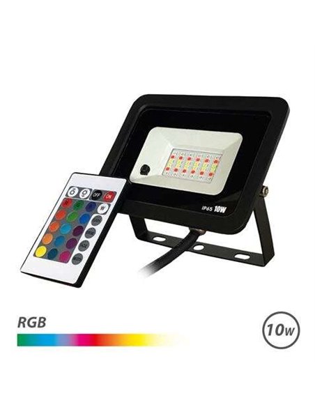Elbat Foco Led RGB 10W - Control Remoto - IP65 - Idéal Pour Extérieur
