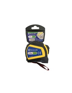 Bismark Flexometro 7.5m Avec Freno - Carcasa Reforzada Extra Fuerte de Goma - Ruban Pour Colgar - Couleur Noir/Jaune