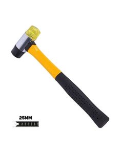 Blim Martillo Antirrebote de Double face de Golpeo - 25mm - Face de Poliuretano et Nylon - Mango de Fibre de Vidrio - Couleur No