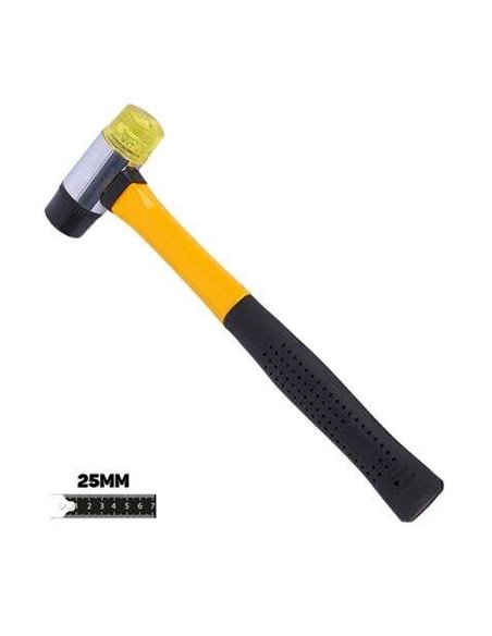 Blim Martillo Antirrebote de Double face de Golpeo - 25mm - Face de Poliuretano et Nylon - Mango de Fibre de Vidrio - Couleur No