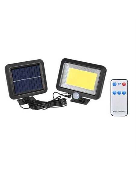 Elbat Foco Solar + Mando - 1000LM - Luz Fria 6500K - Sensor de Movimiento - Batterie 1200mah