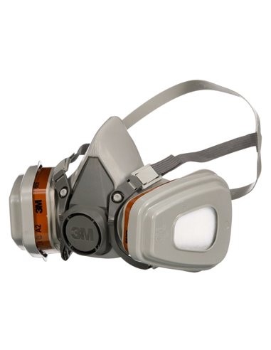 3M Mascarilla de Media Face - Filtros Reemplazables Incluidos - Pour Vapores Organicos - Reutilizable - Couleur Gris