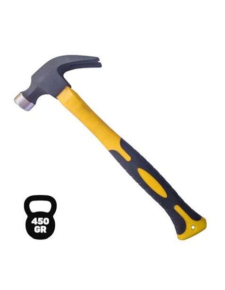 Blim Martillo de Oreja Tipo Americano - Peso 450 Gr - Cabeza de Acier Forjado - Mango de Fibre de Vidrio - Couleur Noir