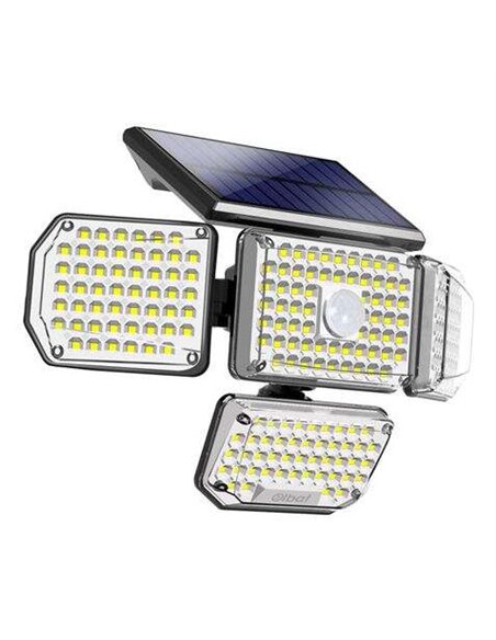 Elbat Foco Solar Cuadruple Avec Sensor LED 430lm - Sensor de Movimiento de 3 - 5m - Panel Solar Intégré 5.5V, 1.5W - Batterie 3.