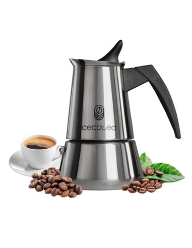Cecotec Piccolina 900 Cafetera Italiana Pour 9 Tazas - Acier Inoxydable - Compatible Avec Induccion et Gas - Facile Nettoyage et