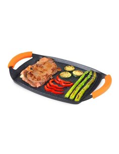 Orbegozo GDB 3600 Plancha Grill de Aluminium Fundido - Recubrimiento de Piedra Antiadherente - Asas de Goma Extraibles - Adapté 