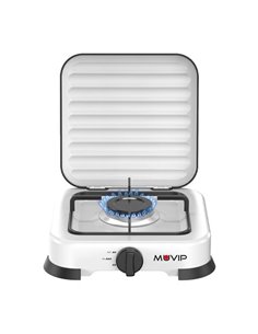 Muvip Vulcano Cocina de Gas Avec 1 Fuego - Couvercle Protectora - Patas de Goma - Superficie Esmaltada - Quemador Amovible - 26.