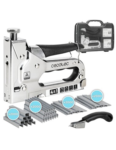 Cecotec FastTacker 4in1 Full Equip Clavadora/Agrafeuse - Comprend Accesorios - Maletin - Couleur Acier