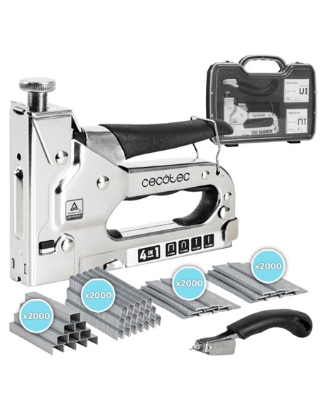 Cecotec FastTacker 4in1 Full Equip Clavadora/Agrafeuse - Comprend Accesorios - Maletin - Couleur Acier