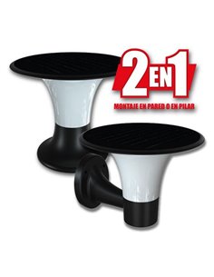 Elbat Serie Pro Farol LED Solar - 15W - 6000K/3000K - 2200 Lumenes - Sensor - Montaje en Pared ou Sobre Pilar - Couleur Noir