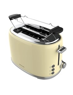Cecotec Toast and Taste 1000 Retro Double Tostadora de Double Ranura - 980W - Ranura Ancha - Acier Inoxydable - Autocentrado - B