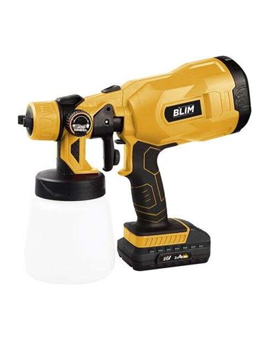 Blim Pistola Pour Pintar à Batterie 120W 20V 2Ah - Deposito 800ml - Boquilla de 1,8mm Max. - Maxima Viscosidad 60 din/sec - Mane