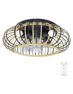 Cecotec EnergySilence LampAero 600 Natural Wood Ventilateur de Techo Avec 5 Aspas et Luz - 20W - Tulipa de Bois - Lampara Avec 3