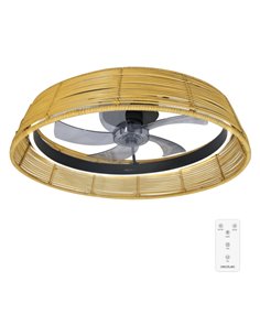 Cecotec EnergySilence LampAero 600 Natural Design Ventilateur de Techo Avec 5 Aspas et Luz - 20W - Tulipa de Mimbre - 3 Tonos LE