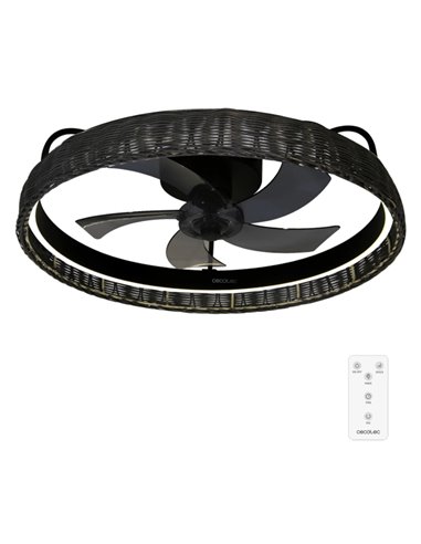Cecotec EnergySilence LampAero 600 Black Design Ventilateur de Techo Avec 5 Aspas de 17" et Luz LED - 20W - LED Avec 3 Tonos - T