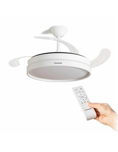 Innovagoods Keteez Ventilateur de Techo Avec 4 Aspas Retractiles - 72W - 6 Velocidades - Luz LED - Comprend Accesorios de Montaj