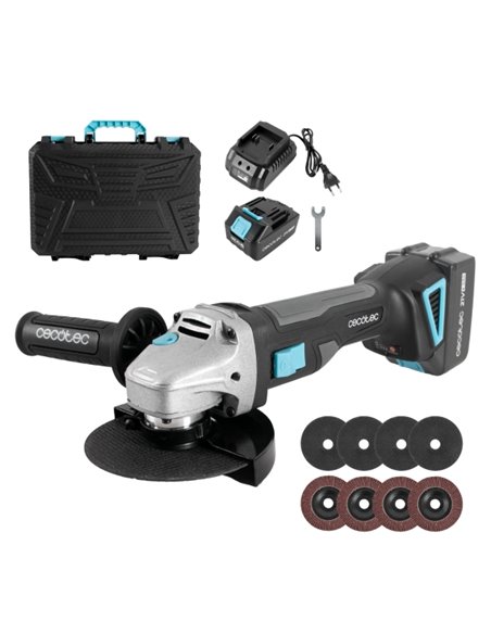 Cecotec RadialPower 2120 Freemove Radial Sans fil de 125mm - 900W - 12.000rpm - Batterie 21V 4Ah - Comprend Accesorios - Motor S
