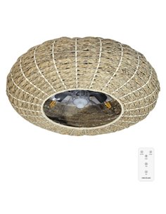Cecotec EnergySilence LampAero 650 Natural Wicker Ventilateur de Techo Avec 5 Aspas et Luz - 20W - Tulipa de Yute - Lampara Avec