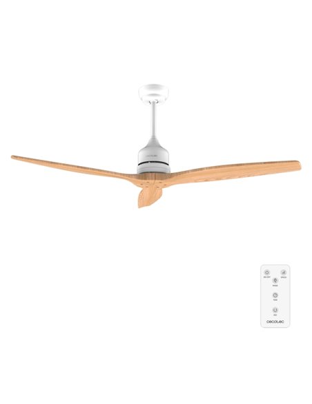 Cecotec EnergySilence Aero 5270 WhiteWood Ventilateur de Techo de 3 Aspas - 40W - Diametro 52" - Temporizador - 6 Velocidades - 