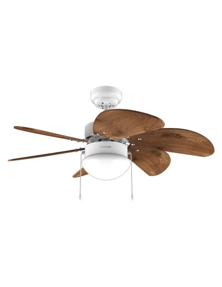Cecotec EnergySilence Aero 365 WhiteandWood Ventilateur de Techo Avec 6 Aspas Reversibles et Lampara - 50W - Diametro de 36" - 3