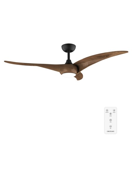 Cecotec EnergySilence Aero 5295 DarkWood Ventilateur de Techo Avec 3 Aspas de Bois et Luz - 40W - Diametro de 54" - 3 Tonos LED 