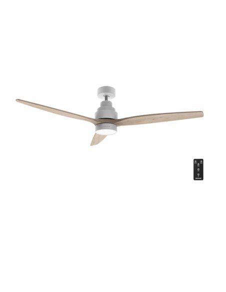 Cecotec EnergySilence Aero 5300 WhiteandWood Design Ventilateur de Techo Avec 3 Aspas et Luz - 40W - Diametro de 52" - LED Avec 
