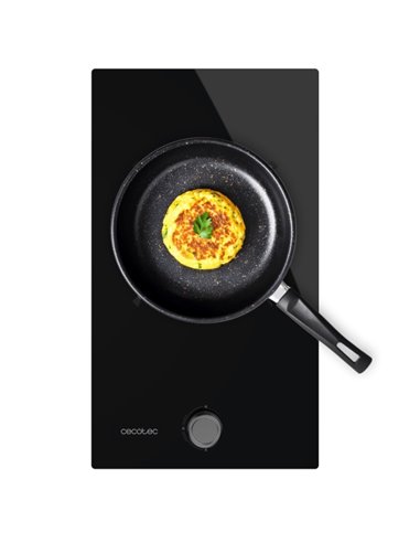 Cecotec Bolero Squad G 1200S Glass Black Cocina de Gas Encastrable - 1 Quemador - Acabado en Cristal Noir - 3.5kW - Parrillas de